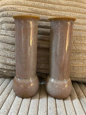 Handcrafted Ceramic Twin Vases in Soft Purple - Artist Signed